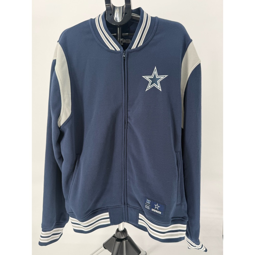 Dallas Cowboys‎ NFL Men's XXL Navy Blue Bomber Jacket Full Zip Team Logo
